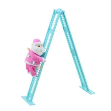17 in. Animated Tabletop Pastel Climbing White Santa