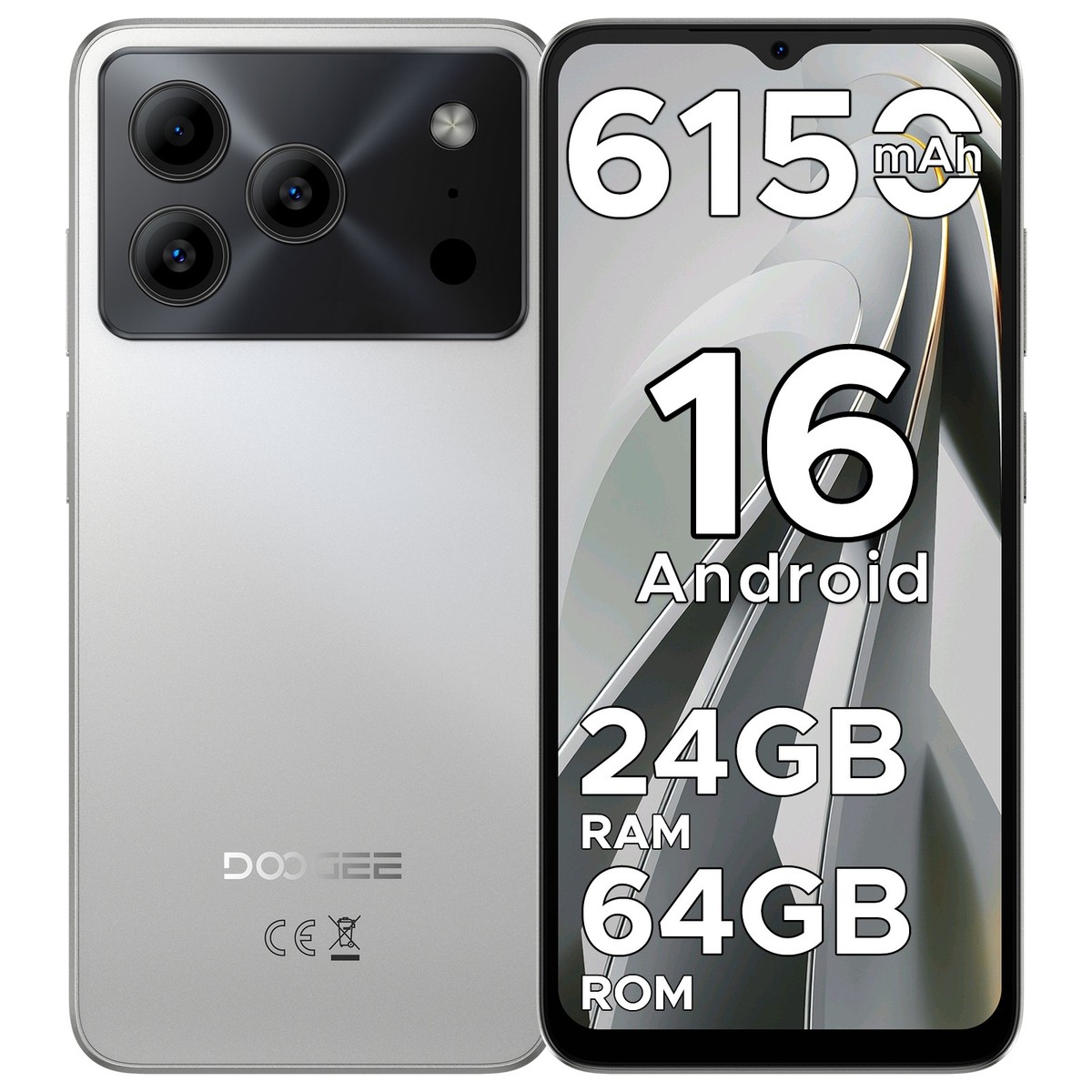 DOOGEE Note 56 Android 16 Mobile Phone 24GB+64GB 6150mAh 6.56