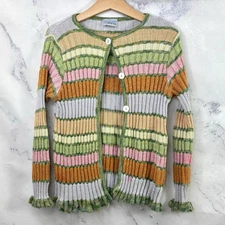 Vintage y2k Missoni Cardigan Sweater Girl SZ 10 youth Ribbed Striped 2000s ITALY