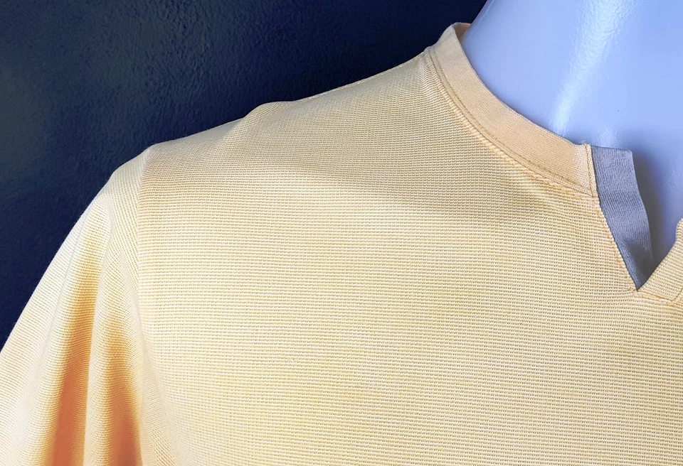 DUNLOP MOTORSPORT Mens Yellow S/S EVENING PULLOVER TOP Stretch - M - 42" -RR £65 - Imagem 2 de 4