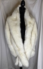 Sissily Weddings And Events Faux Fur Shawl Formal Bridal Lt Ivory Black Tips SzL
