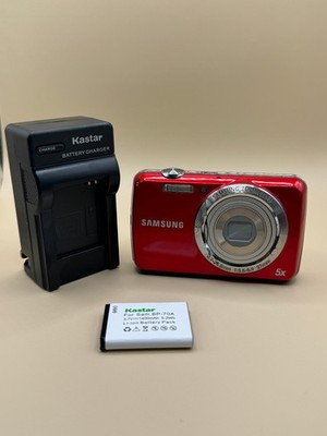 Samsung PL20 14.2MP 5x Optical Zoom Red Digital Camera - w Battery & Charger