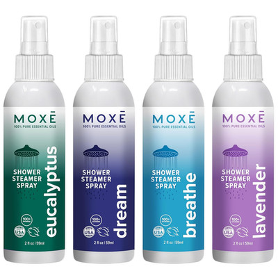 MOXE Aromatherapy Shower Mist Variety Pack, Eucalyptus, Lavender, Breathe and Dr