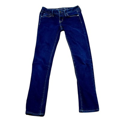 Skinny Low-Rise Blue Jeans Womens 4 Short Dark Rinse Stretchy AEO American Eagle