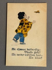 A/S Denniston, Gravure Series Chinese Girl & Butterfly, Ethnic Language, ca 1920