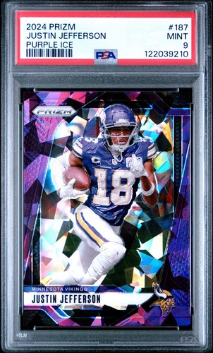 2024 Panini Prizm Justin Jefferson Purple Ice /225 PSA 9 Minnesota Vikings