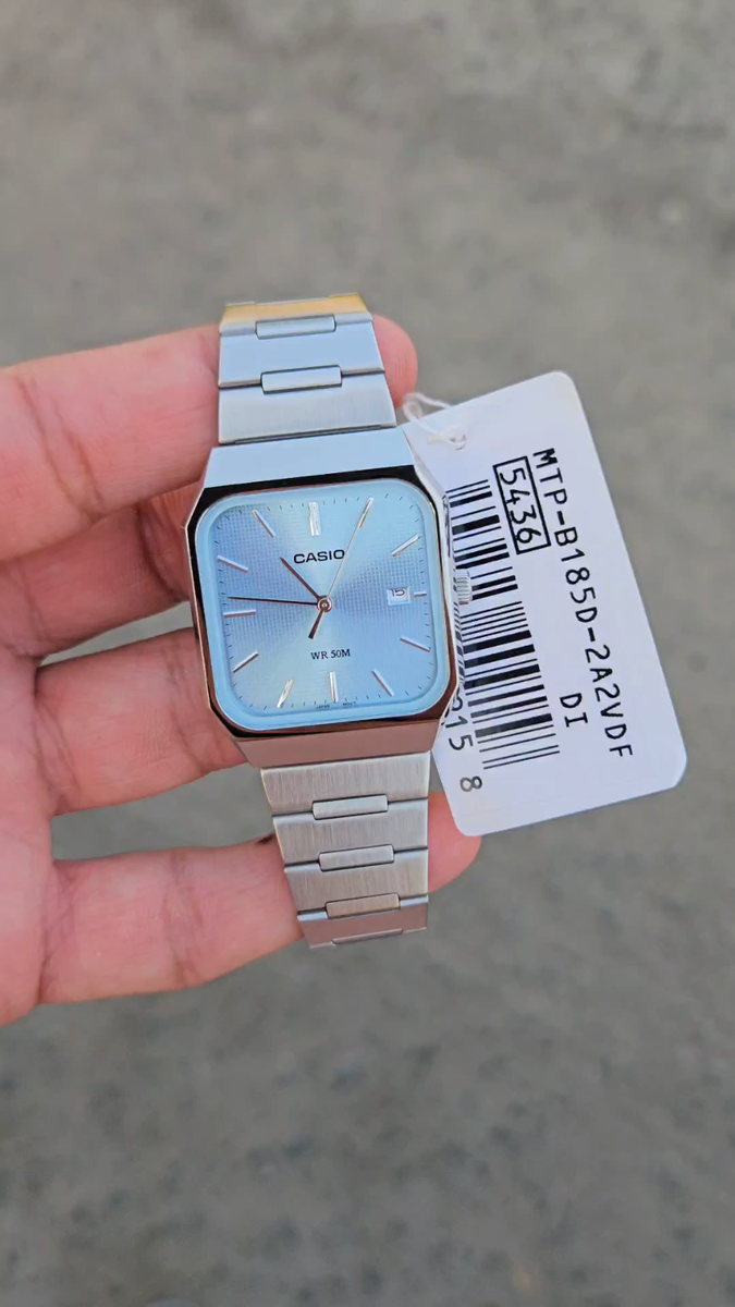 Casio MTP-B185-7AVDF Men's Watch – Black Stainless Steel, Silver