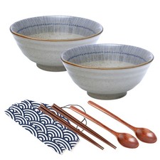 8" Ceramic Ramen Bowl Set,Japanese Style Large Ramen Bowl with Chopsticks Spoons