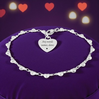 Personalisiertes Armband mit Gravur für Damen Oder Mädchen, Herz Kette, Gift Box