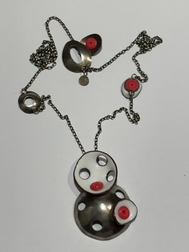 STERLING SILVER MULTI PENDANT ENAMEL NECKLACE - Picture 2 of 5