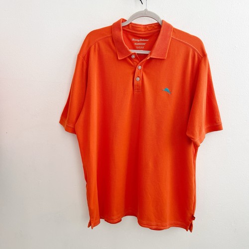 Tommy Bahama Supima Cotton Polo Shirt Men XL Short Sleeves Orange Marlin - Picture 2 of 10