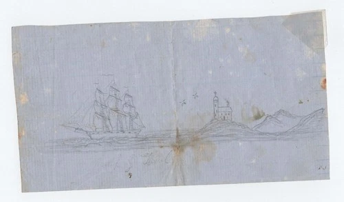 CIVIL WAR LETTER - 13th NH Infantry - Soldier Art Sketch of Sailing Ship - Nice!