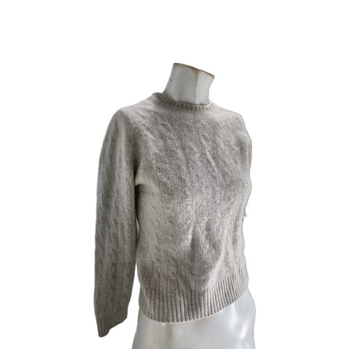 Brooks Brothers Women's Sweater Small Cream Pure Cashmere Cable Knit Crew - Picture 3 of 6