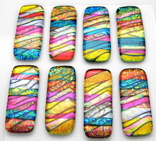 premium RECTANGLE Lot of 8 pcs handmade DICHROIC FUSED GLASS BJ17 cabs