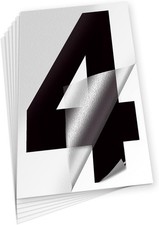 iSYFIX Black Vinyl Number 4 Four Stickers - 6 Pack 8 inch Self Adhesive - Deca