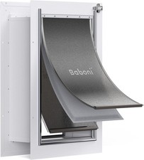 Baboni Pet Door for Wall,3-Flap,Steel Frame and Telescoping Tunnel, Aluminum Loc