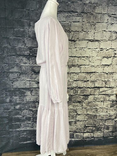 Abito Joie donna grande manica lunga lino rayon coulisse boho contadino midi - Foto 4 di 15