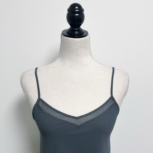 Lululemon Sea Steel Grey Final Count Mesh Inserts V Neck Back Tie Strap Tank 2 - Picture 2 of 8