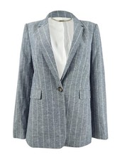 DKNY Women's Pinstripe One-Button Blazer 4, Twilight 