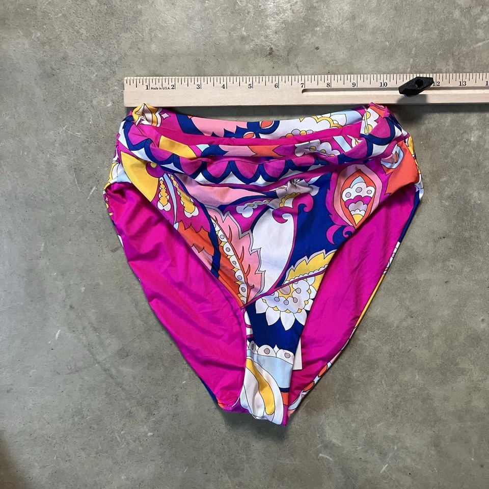 Traje de baño Trina Turk parte inferior para mujer talla 4 multicolor Sevilla bandas cintura alta Foto 2 de 4