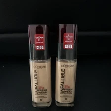 2 LOREAL Infallible 24hr Fresh Wear Foundation 455 Natural Buff Brand New