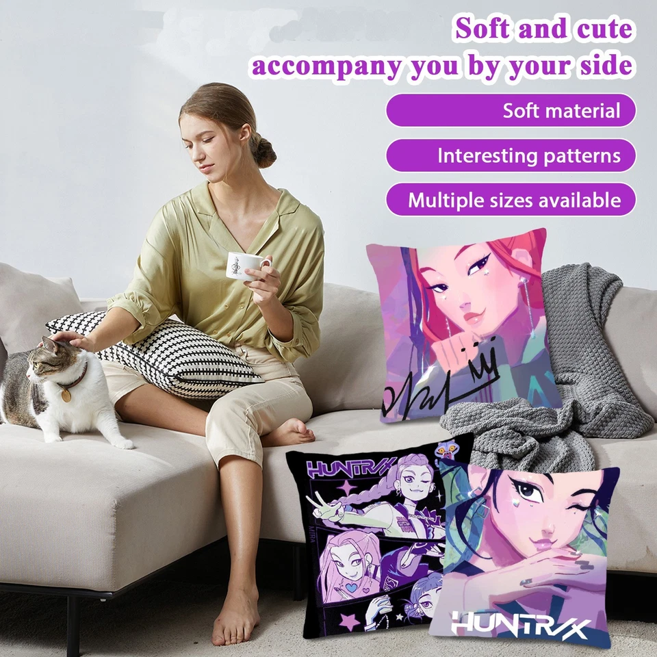 Kpop Devil Hunters Linen Cushion Cover Home Sofa Decors Pillow Case 45*45cm Gift - Image 2 of 4