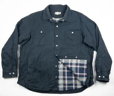 Duluth Trading Shacket Men's 2XL Black Snap Fire Hose Flannel Lined Limber Jac