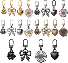 20 Pcs Zipper Pull Charms Multicolor Decorative Zipper Tab Heart Dog Paw Clips