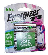 NEW ENERGIZER AA Rechargeable Power Plus NiMH Batteries 4-Pack