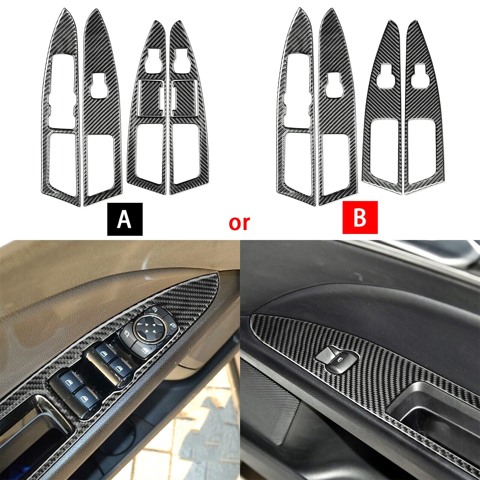 Real Carbon Fiber Window Lift Switch Panel Cover For Ford Fusion Mondeo 2013-19