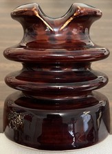Antique Porcelain Insulator - U-797, Locke Hi-Top 88, Cool brown glaze Good cond