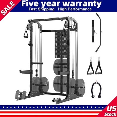 2000LBS Power Cage Power Rack with Dual Independent Pulley System Squat Rack