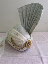 Traditional Groom Turban Safa with Embroidery and Decorative Brooch