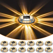 New VOLISUN Solar Deck & Driveway Lights 12 Pack 2-in-1 Color White/Warm White