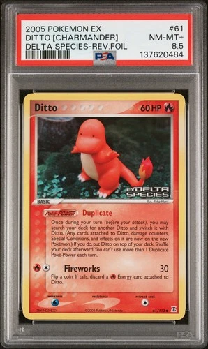PSA 9 Ditto Charmander 61/113 Reverse Foil Stamped Delta Species EX POP 1 Card