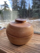 Hand-turned Apple Wood Carved Bowl Numbered  Signed
