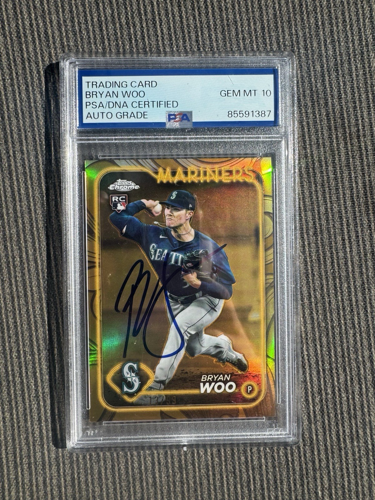 2024 Topps Gilded Collection Bryan Woo PSA 10 Auto #74 RC Gold /99 Mariners RARE