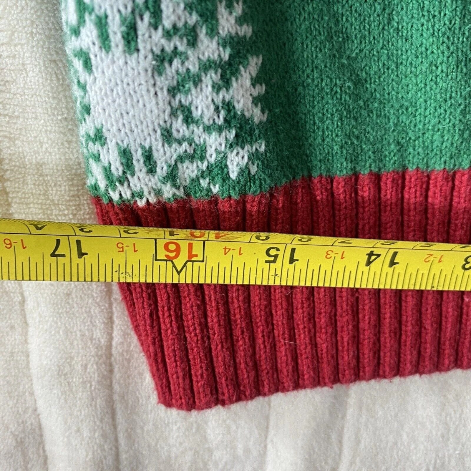 Ugly Christmas Sweater Size Medium Green Santa Snowflake Holiday Cotten Blend