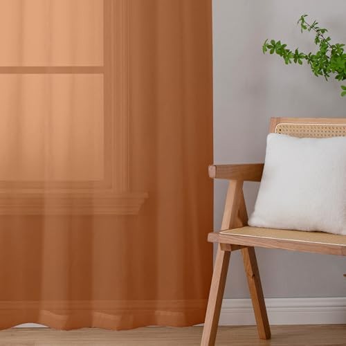 Sheer Curtains 96 inches Long 2 Panels, Light 42"W x 96"L (Pack of 2) Orange - Bild 7 von 7