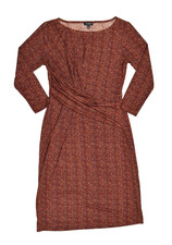 Talbots Petites Size P Faux Wrap Ruched 3/4 Sleeve Jersey Dress Rust Abstract