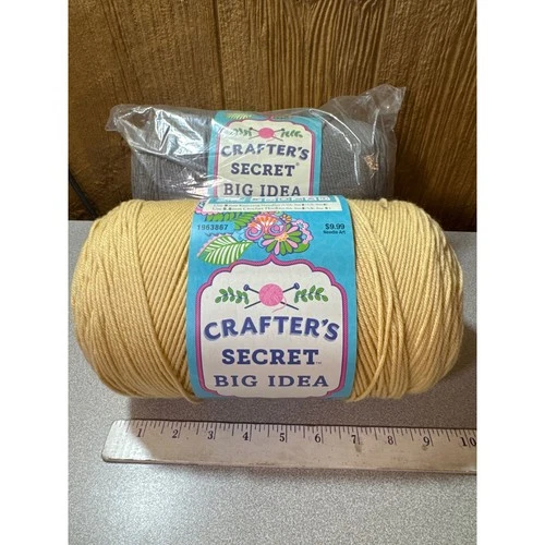 Crafter's Secret Big Idea Yarn Lot Dark Ivory Graybeard 2 Skeins Art 56 - product listing photo