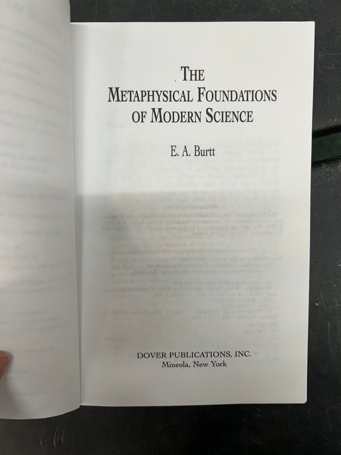 The Metaphysical Foundations of Modern Science E.A. Burtt 2003 Dover ...