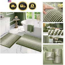 Bathroom Rugs and Mats Sets, 2 Piece Thick Absorbent Chenille Bath Mat Rug Se...