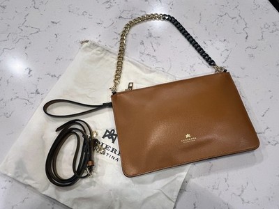 Cuoieria Fiorentina Bella Pochette Crossbody Clutch Lion Brown w strap and chain
