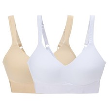 Rhonda Shear 2 Pack Molded Cup Bra Wrap Back Size XL White Beige Intimate 473.7