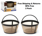2 Pack GoldTone Reusable 8-12 Cup Basket Coffee Filter for All Mr. Coffee Makers
