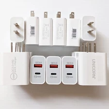 Wholesale Lot USB-C Wall Chargers 20W + QC 3.0 Dual Port Power Adapters UNICORN