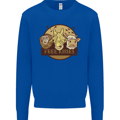 Free Kisses Animals Cow Monkey Giraffe Mens Sweatshirt Jumper