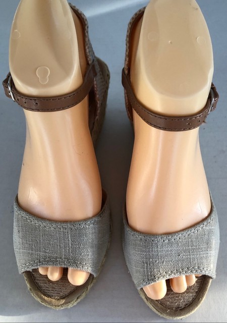 Lucky Brand Kyndra Tan Canvas Espadrilles Wedge Sandals Size 6M/36 Buckle Close | eBay