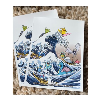 2x Great Wave Pikachu & Friends Pokemon Center Card Sleeve. Card